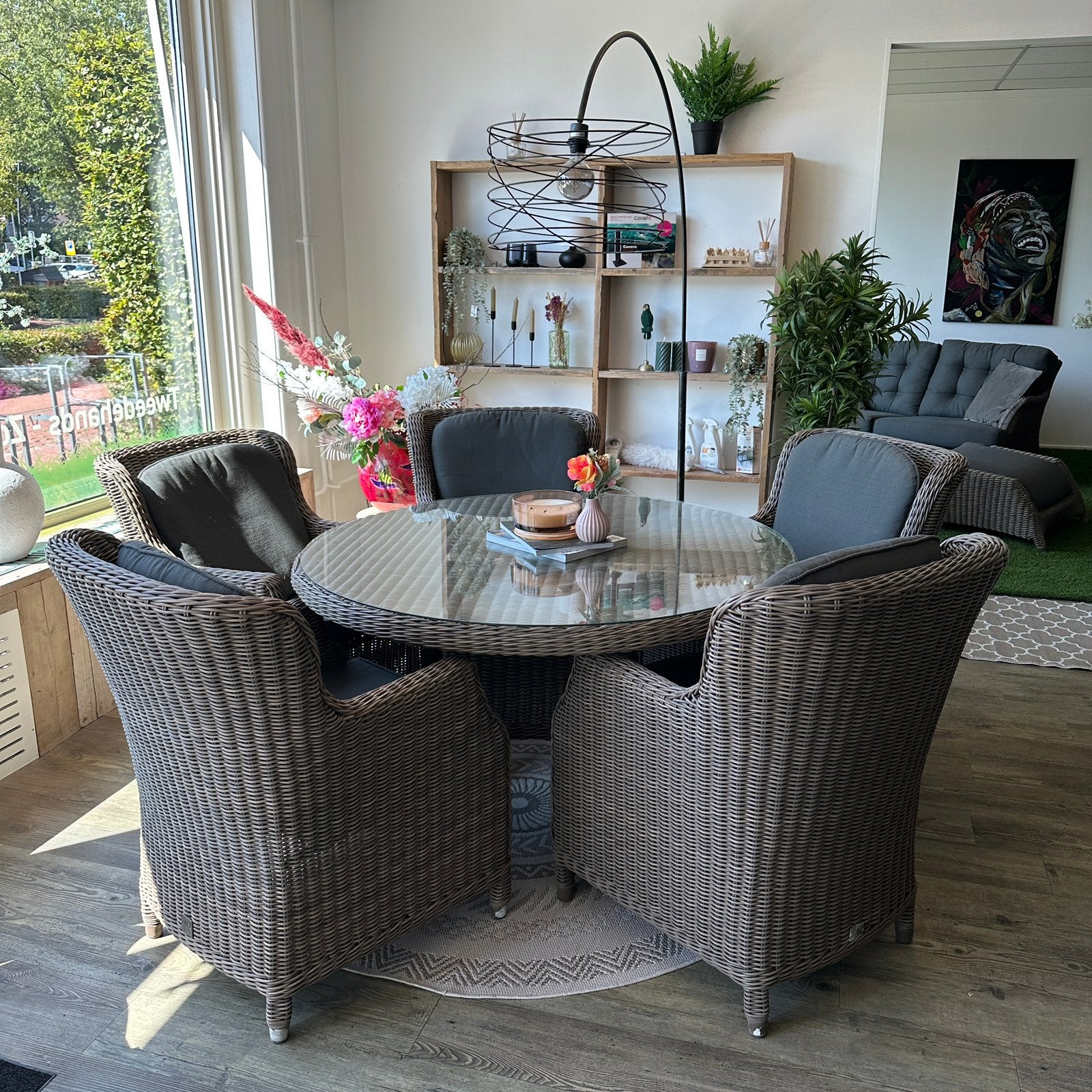 4 Seasons Outdoor (4SO) Tuinset – 5 Stoelen – Ø130 cm