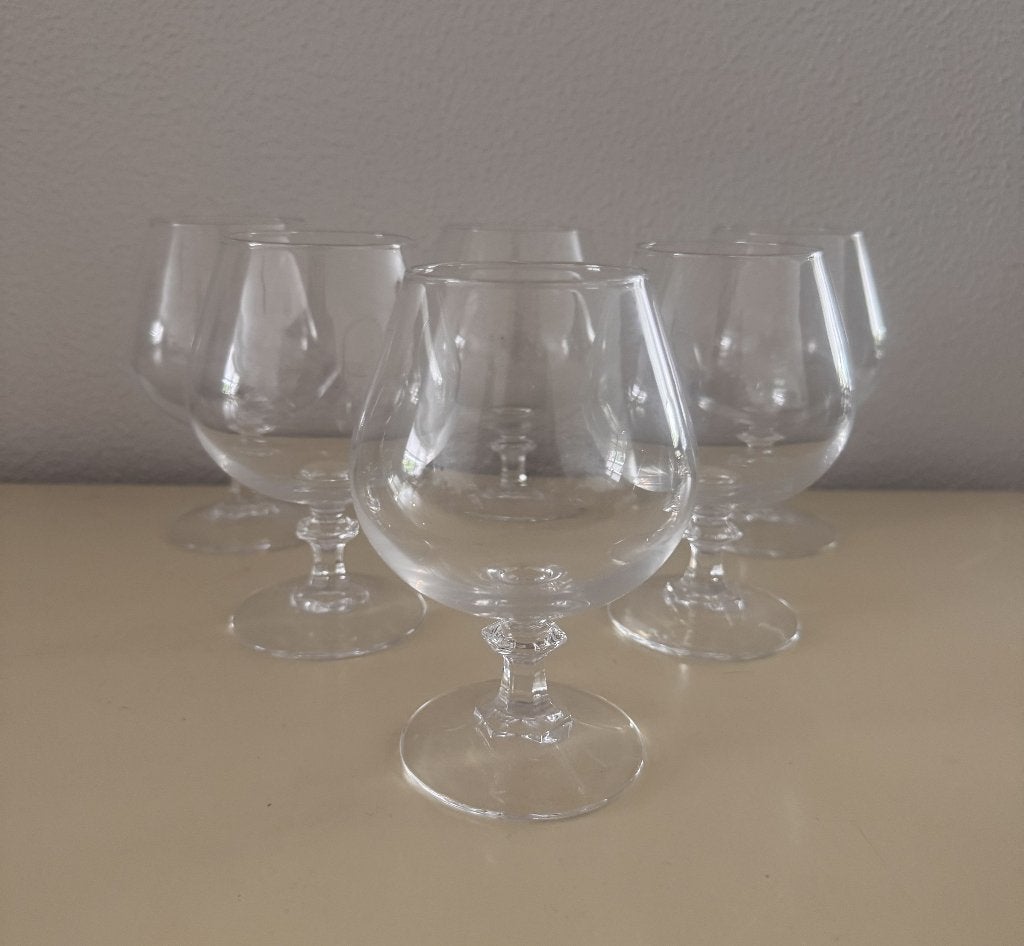 Antieke zwaar kristallen cognac glazen jaren 30/40, Ophalen of Verzenden
