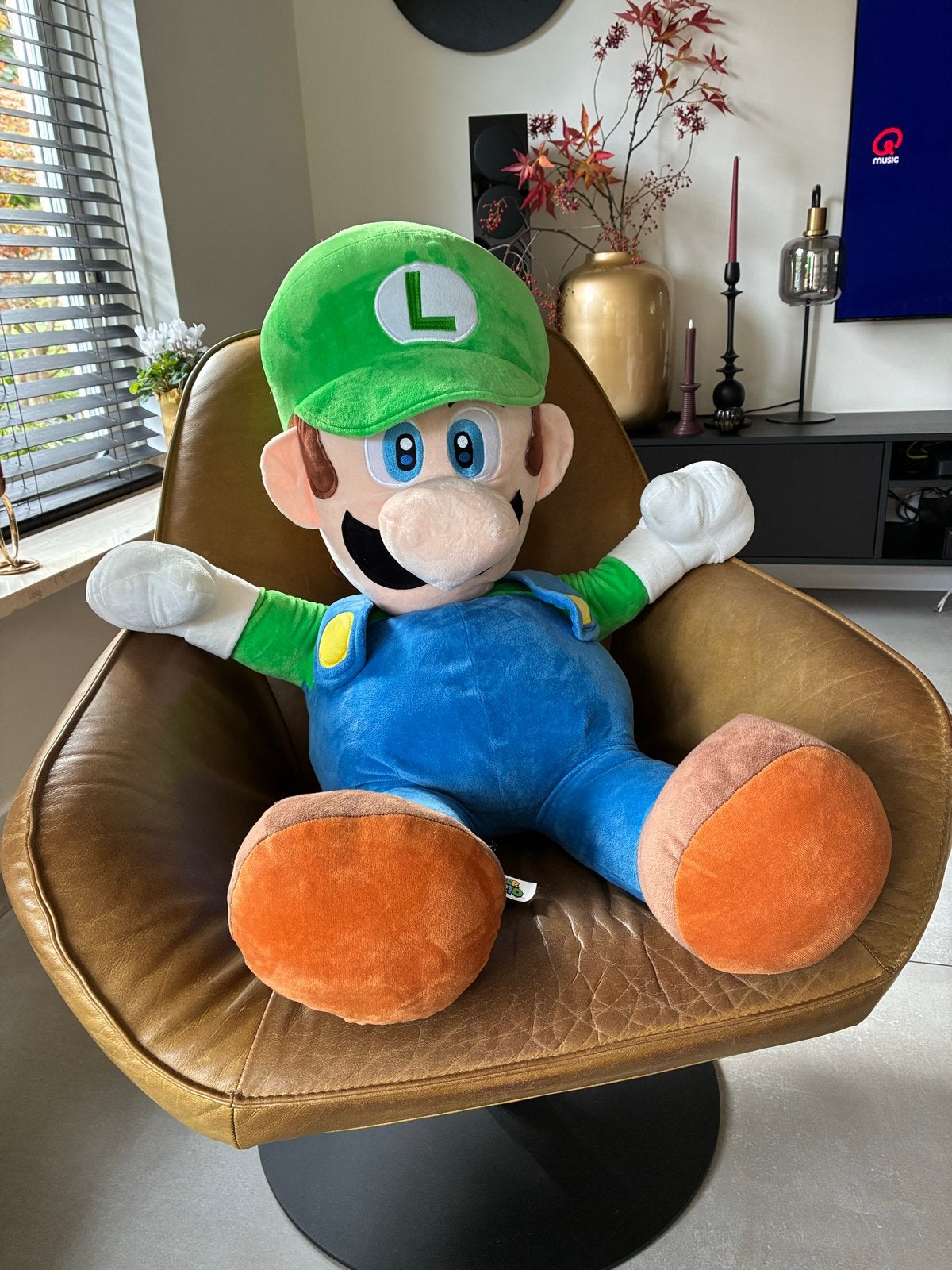 Grote Luigi knuffel van Super Mario - Zo goed als nieuw, Ophalen, Overige typen, Blauw, Zo goed als nieuw