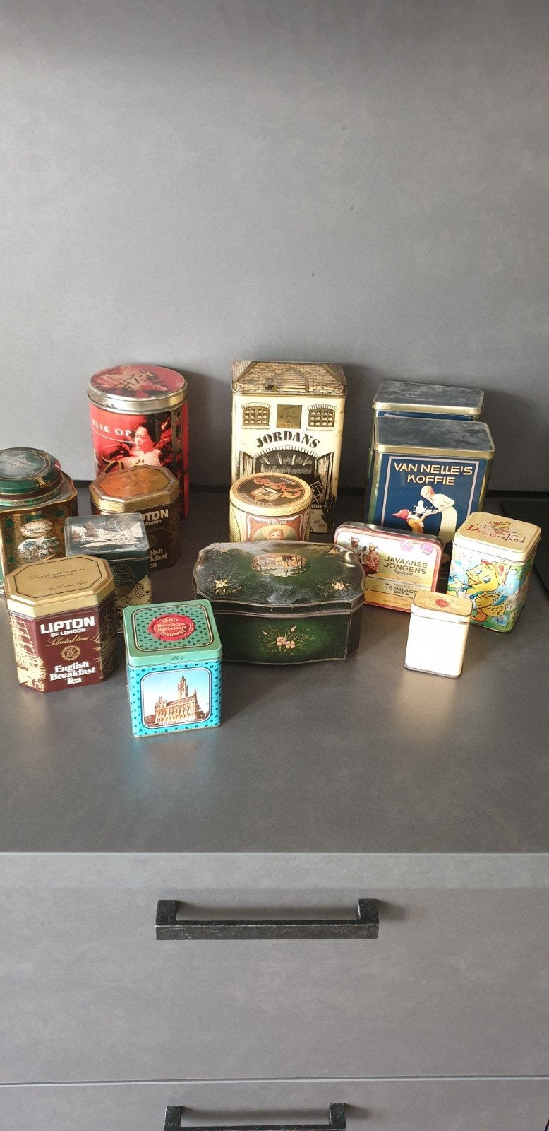 Mooie oude blikken - diverse merken en formaten, Ophalen of Verzenden, Gebruikt, Koffie, Douwe Egberts