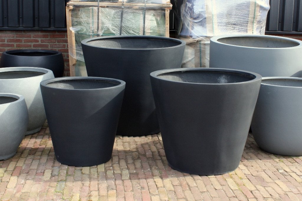 GROTE ronde bloempotten Fiberstone grijs & antraciet 3 maten, Tuin en Terras, Ophalen, Overige materialen, 40 cm of meer, Rond