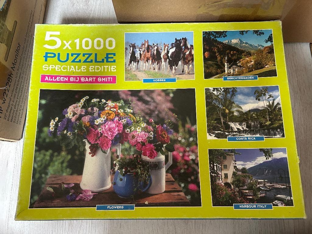 5 x 1000 puzzelbox, Ophalen of Verzenden, 500 t/m 1500 stukjes, Gebruikt, Legpuzzel