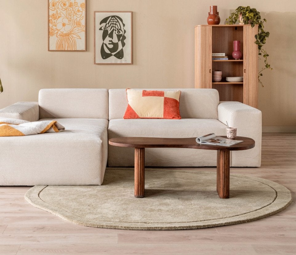 by fonQ Pebble Vloerkleed Ø 200 cm - Groen | van €249, nu, Byfonq, Byfonq, Ophalen of Verzenden, 200 cm of meer