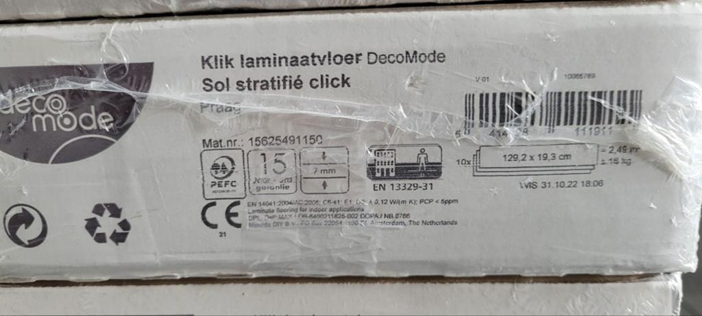 Nieuwe klik laminaatvloer DecoMode Praag (5 pakken), Ophalen, 50 tot 150 cm, Nieuw, 10 m² of meer