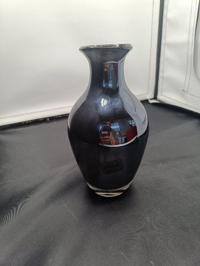 fidrio glazen vaas, Zwart, Ophalen of Verzenden, 19 cm, Glas