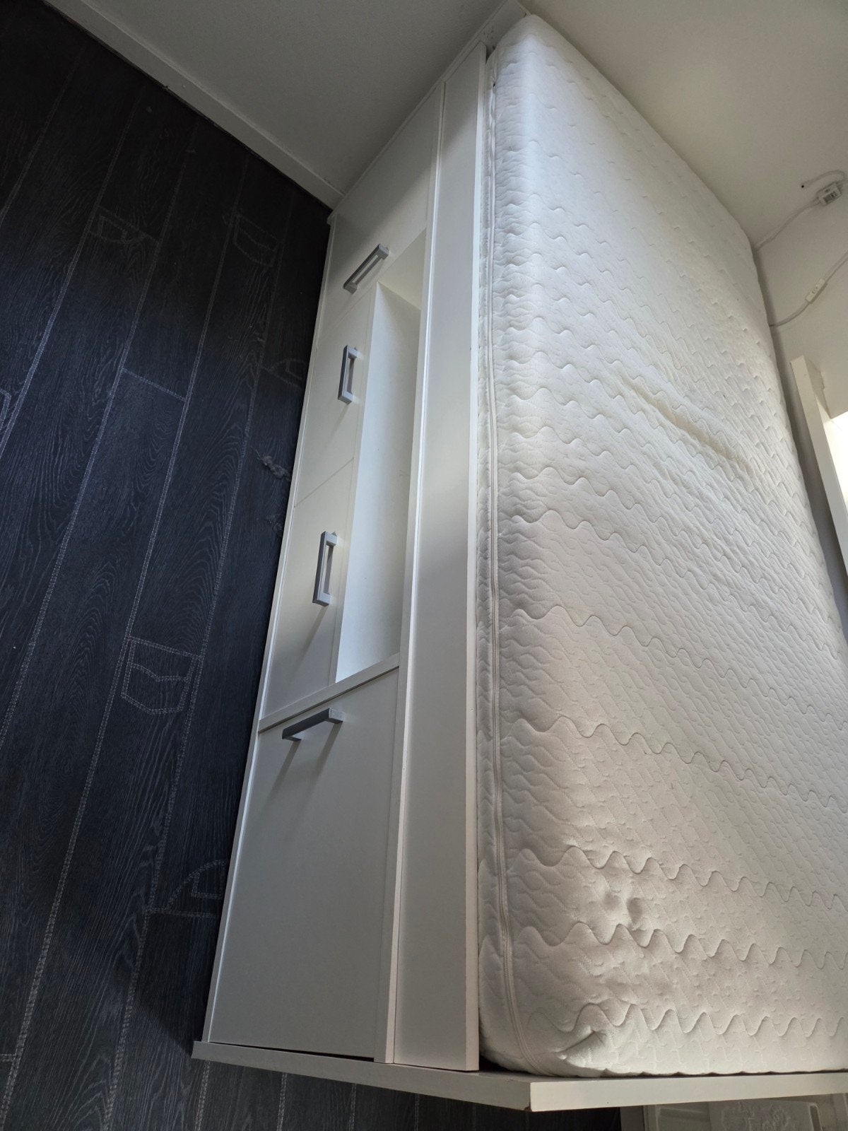 1 persoonsbed hoog met opbergruimte, Huis en Inrichting, Ophalen, 90 cm, Eenpersoons, Wit