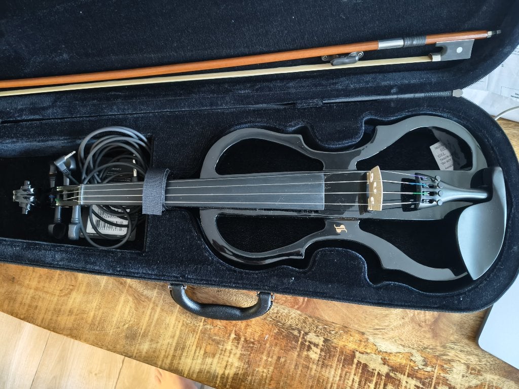 4/4 elektrische viool, zwart, Muziek en Instrumenten, Elektrisch, Viool, Ophalen of Verzenden, Zo goed als nieuw
