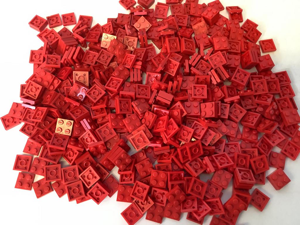 Lego plaat 2x2 rood, Ophalen of Verzenden, Gebruikt, Losse stenen, Lego