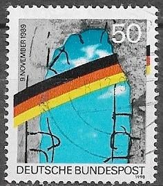 DUITSLAND 50 Pf. zegel Val Berlijnse muur 1990, Verzenden, 1990 tot heden, Gestempeld