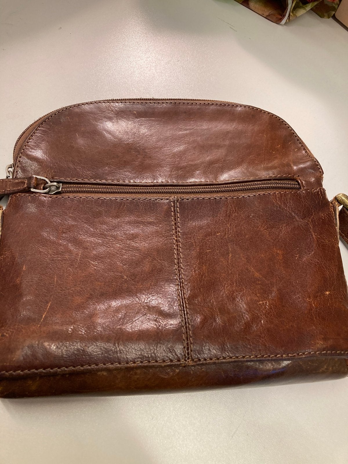 Aggostino vintage Leren Schoudertas - Bruin, Verzenden, Gebruikt, Bruin, Schoudertasje