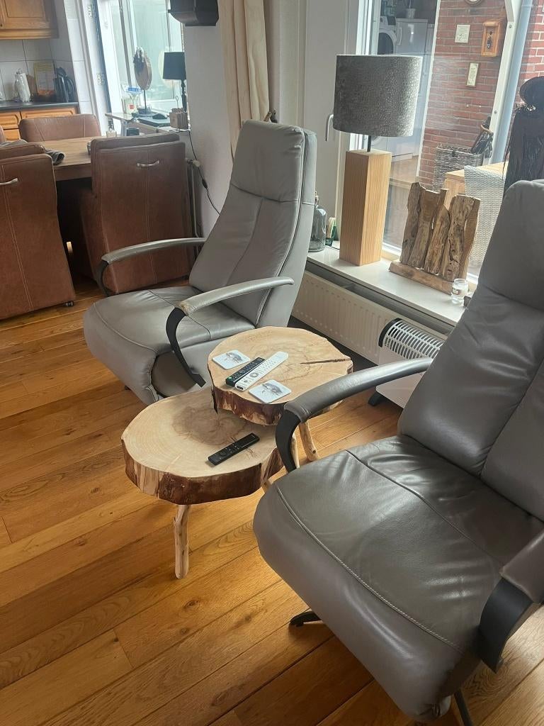mooie leren verstelbare stoelen, Huis en Inrichting, Stoelen, Ophalen, Gebruikt, Twee, Grijs