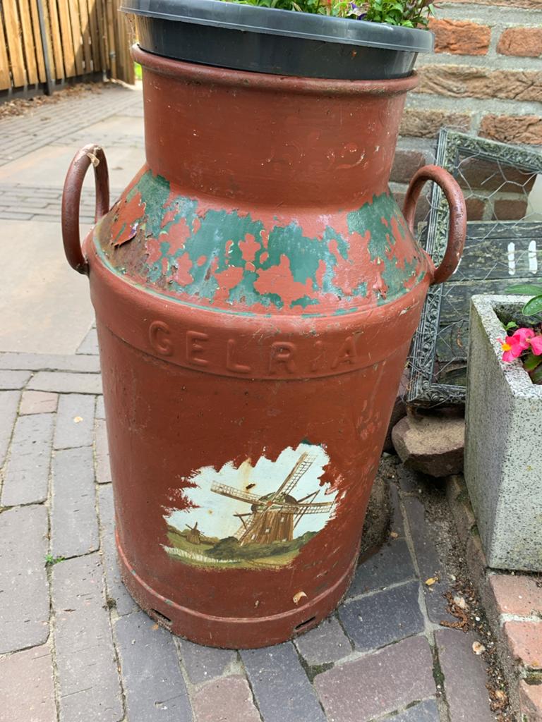 Oude melkbus 'GELRIA' - Decoratieve blikvanger zonder deksel, Ophalen