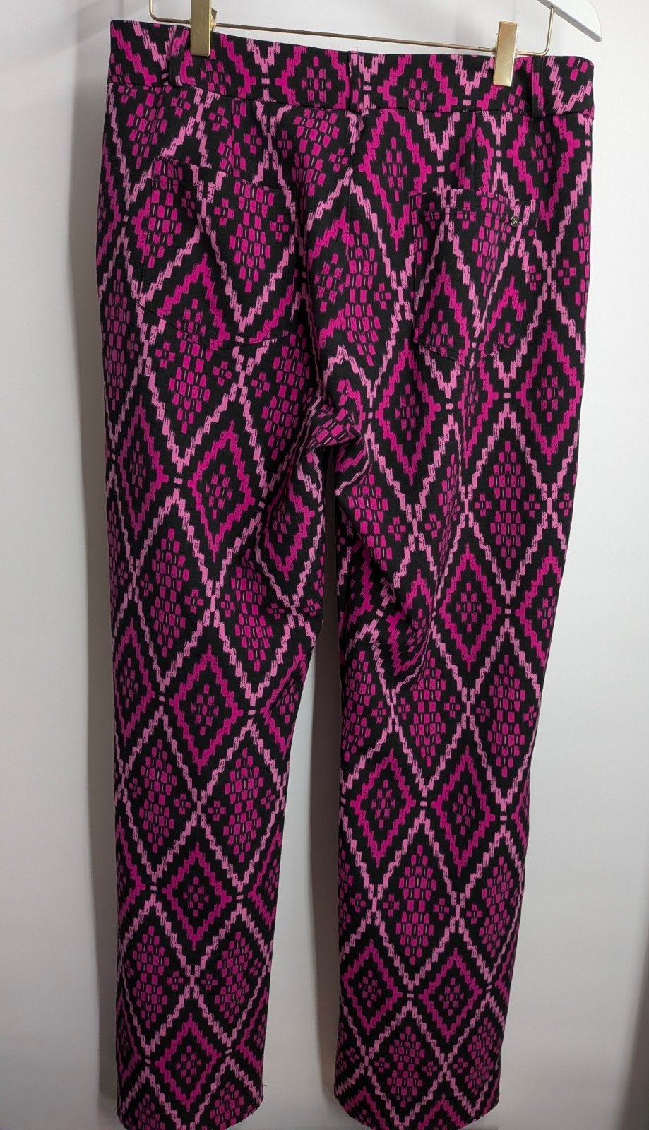 Zizo wijde pijpen broek maat 42 - Zwart/Fuchsia patroon, Zizo, Zizo, Zwart, Maat 42/44 (L)