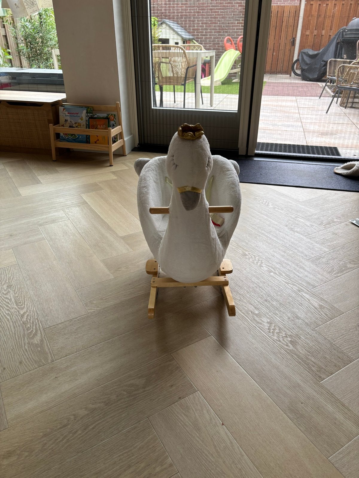 Schattige Witte Zwaan Schommelstoel voor Baby's, Ophalen, Zo goed als nieuw, Overige typen