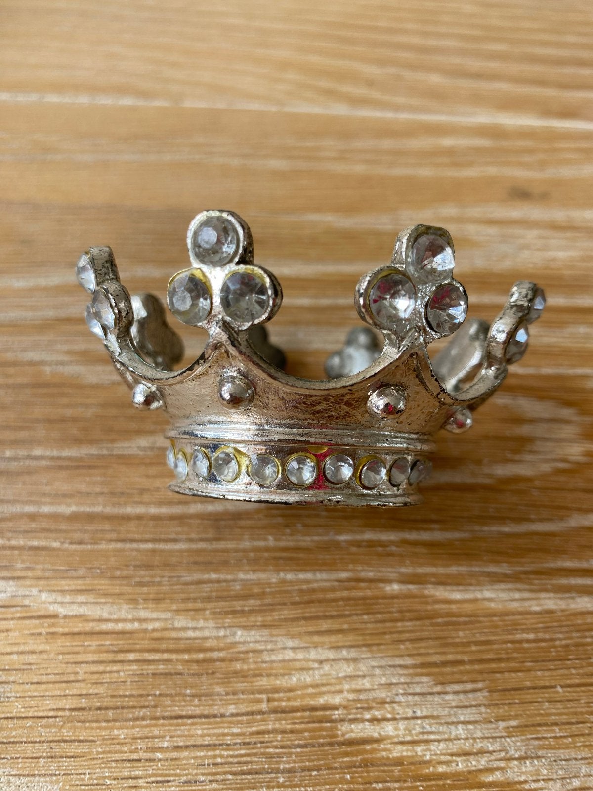 Kaarsen ringen - Kroon met strass steentjes, Gebruikt, Ophalen of Verzenden, Metaal, Kandelaar