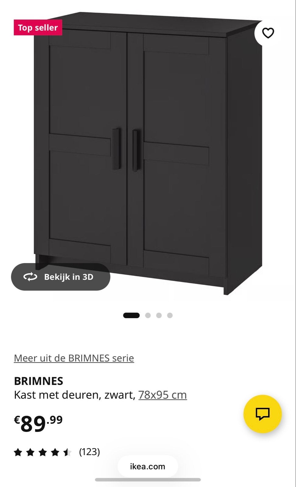 2x IKEA BRIMNES Kast met deuren en metalen handvatten, Ophalen, Zo goed als nieuw