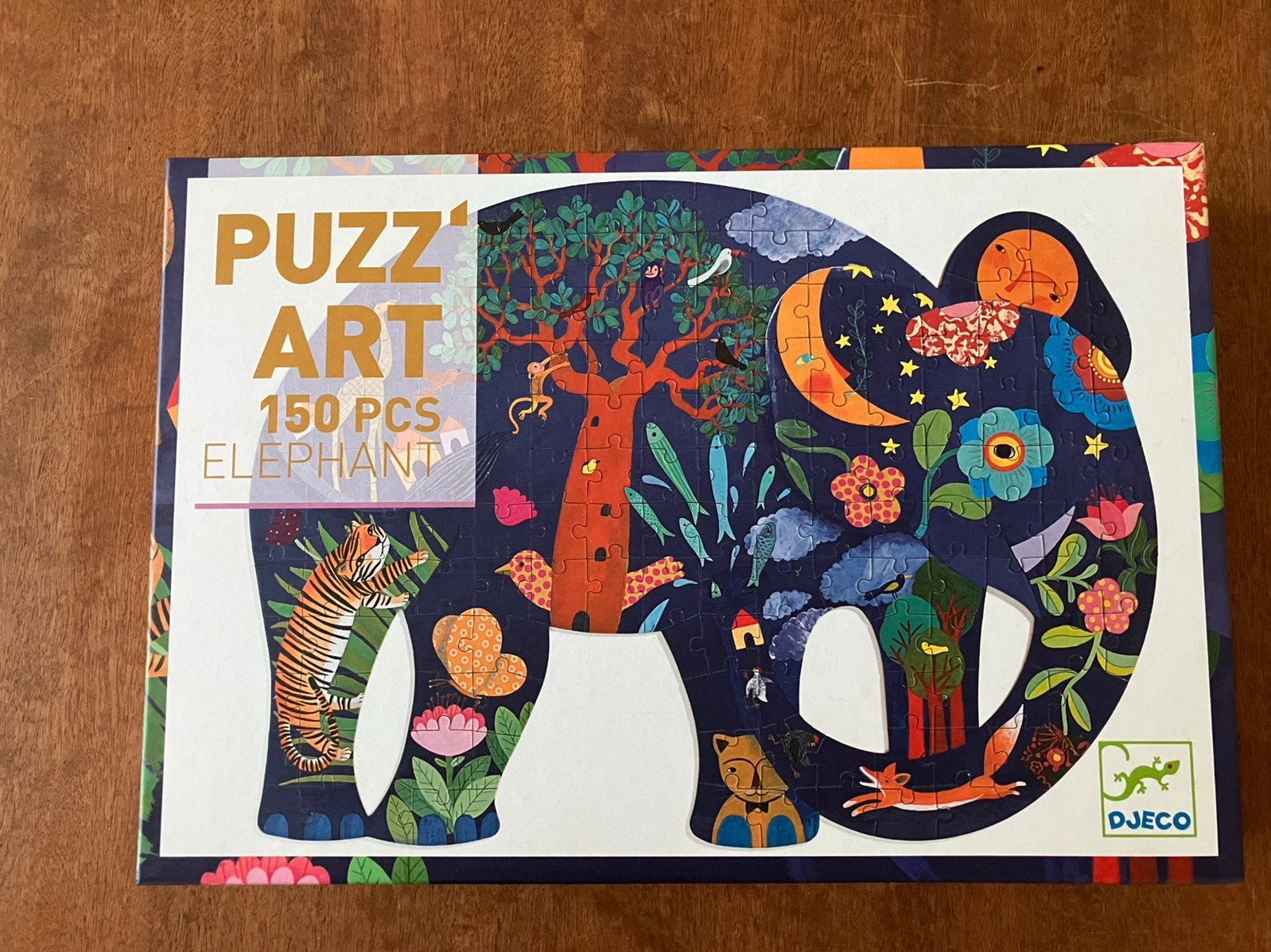 Djeco PUZZ’ ART 150 stukjes olifant kunst puzzel elephant, Ophalen of Verzenden, Meer dan 50 stukjes, Zo goed als nieuw