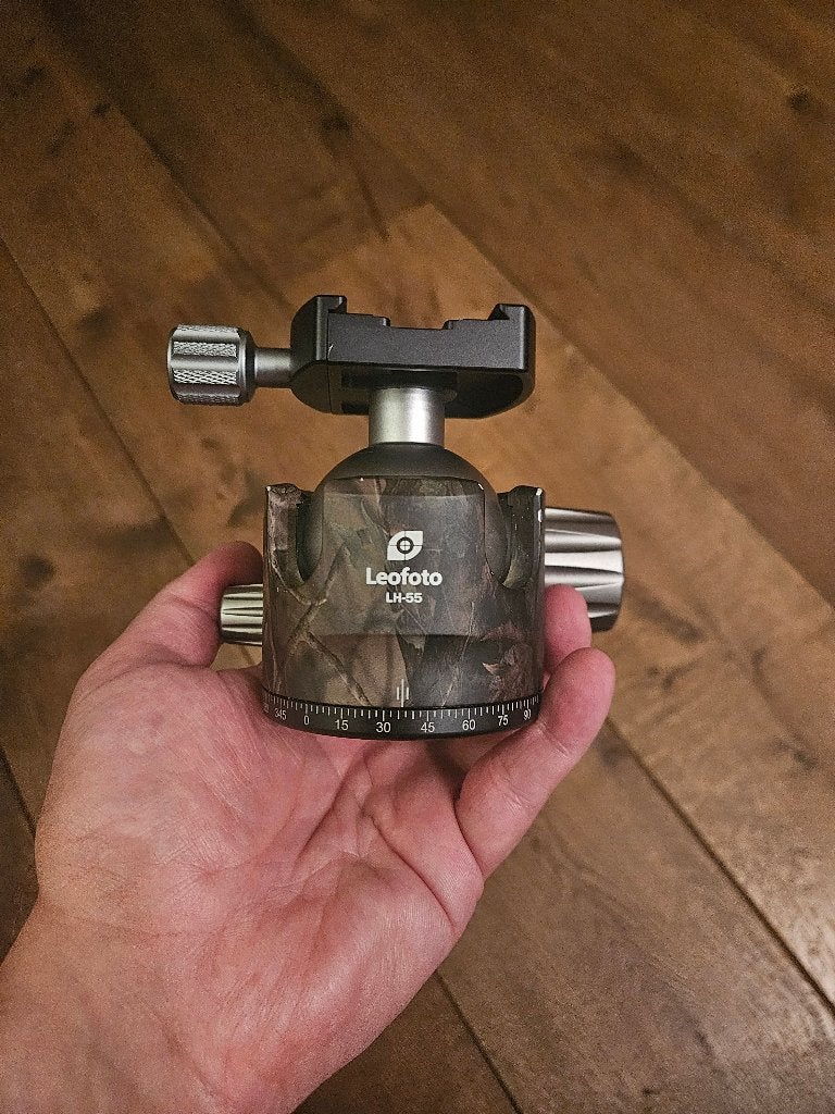 Leofoto LH-55 statiefkop/balhoofd FULL CAMOUFLAGE!, Audio, Tv en Foto, Fotografie | Statieven en Balhoofden, Verzenden, Zo goed als nieuw