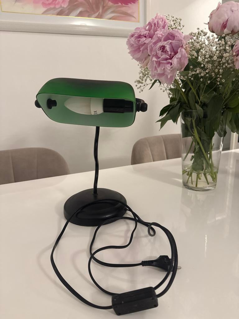 Groene bankierslamp / bureaulamp, Huis en Inrichting, Lampen | Tafellampen, Ophalen of Verzenden, Zo goed als nieuw