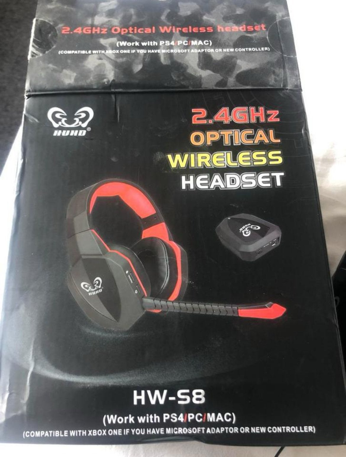 HUHD HW-S8 2.4GHz Optische Draadloze Gaming Headset, Ophalen of Verzenden, Zo goed als nieuw, Draadloos, Over-ear