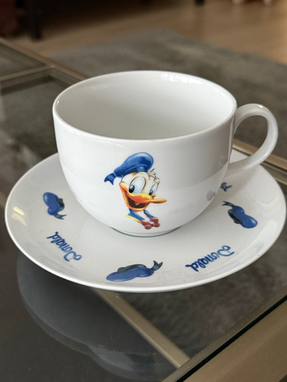Donald Duck soepkom met schotel - Exclusivite Disneyland, Huis en Inrichting, Ophalen, Overige merken, Zo goed als nieuw, Kom(men)