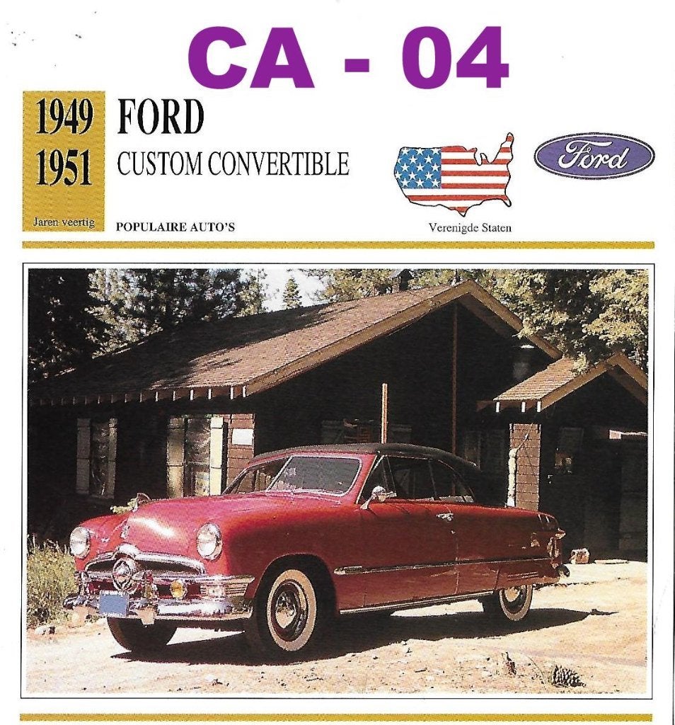 Ca4 Autokaart Ford Custom Convertible ( 1949 - 1951 ), Ophalen of Verzenden, Zo goed als nieuw, Auto's