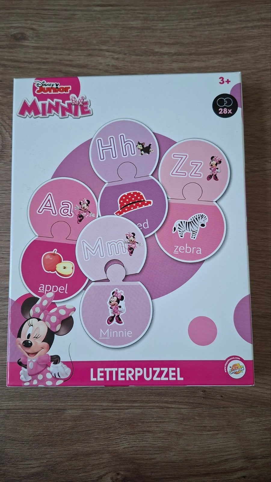 Letterpuzzel Minnie Mouse Disney, Ophalen, 10 tot 50 stukjes, Gebruikt, 2 tot 4 jaar