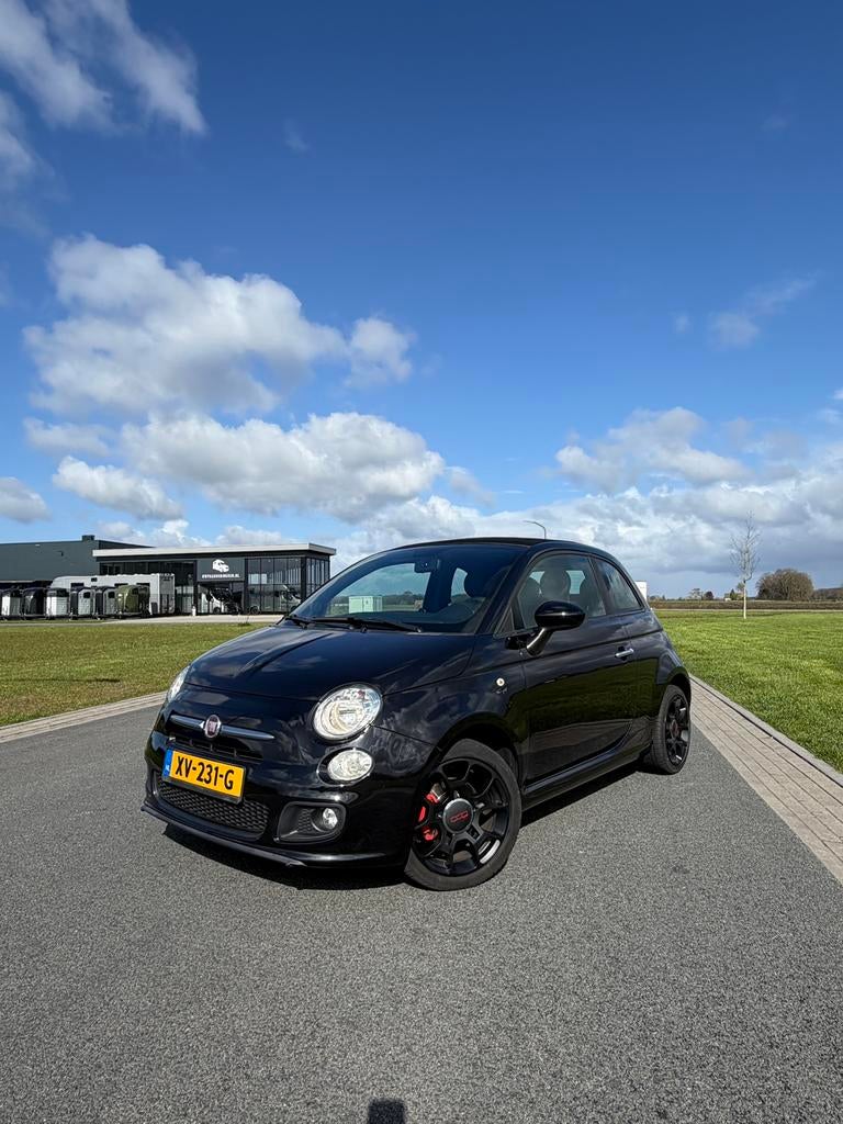 Fiat 500 Cabrio 0.9 TwinAir | 105PK | Vol opties | 136000 km, Auto's, Fiat, Voorwielaandrijving, Leder en Stof, Zwart, 24 km/l