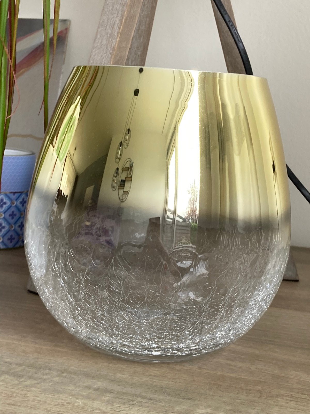 Vaas of windlicht goud glas Nieuw (ophalen/verzenden), Huis en Inrichting, Woonaccessoires | Kandelaars en Kaarsen, Overige materialen