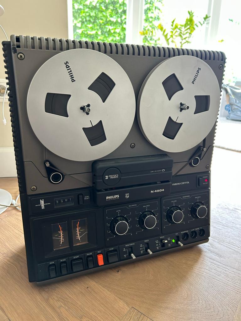Philips N4504 Bandrecorder - Vintage Reel-to-Reel, Ophalen, Bandrecorder, Met banden
