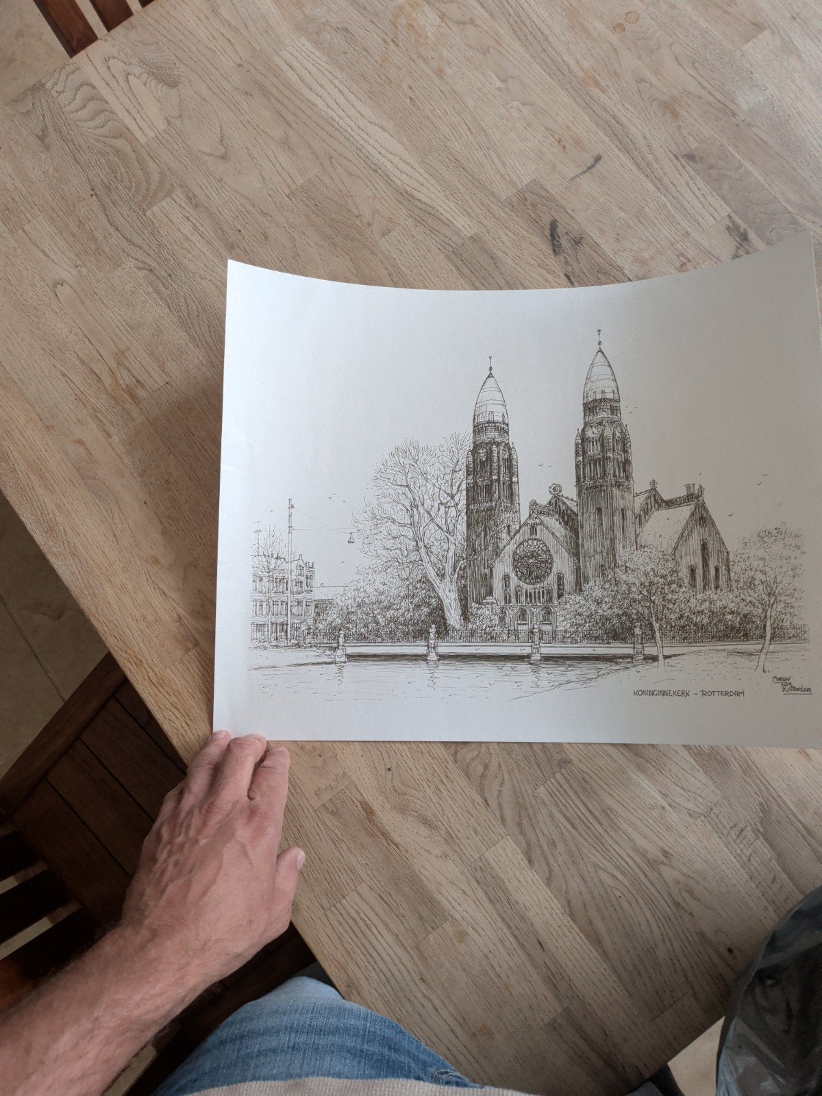 Koninginnekerk Rotterdam - Pen- en inkttekening, Antiek en Kunst, Ophalen