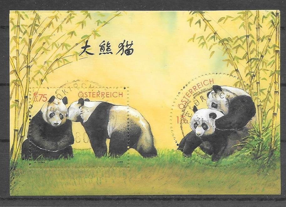 Oostenrijk 2003  Panda's, Verzenden, Gestempeld