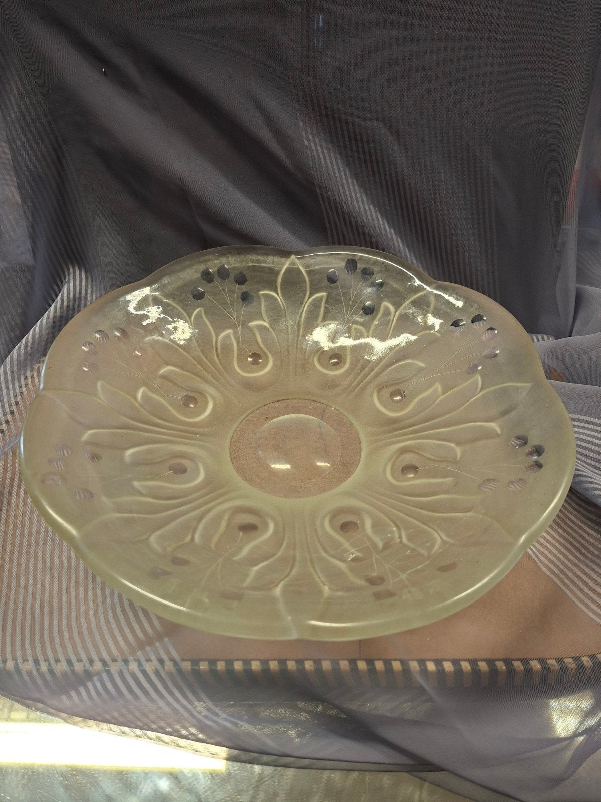 Art Deco glazen fruitschaal Walther Glas Anemone 28cm, Antiek en Kunst, Ophalen of Verzenden