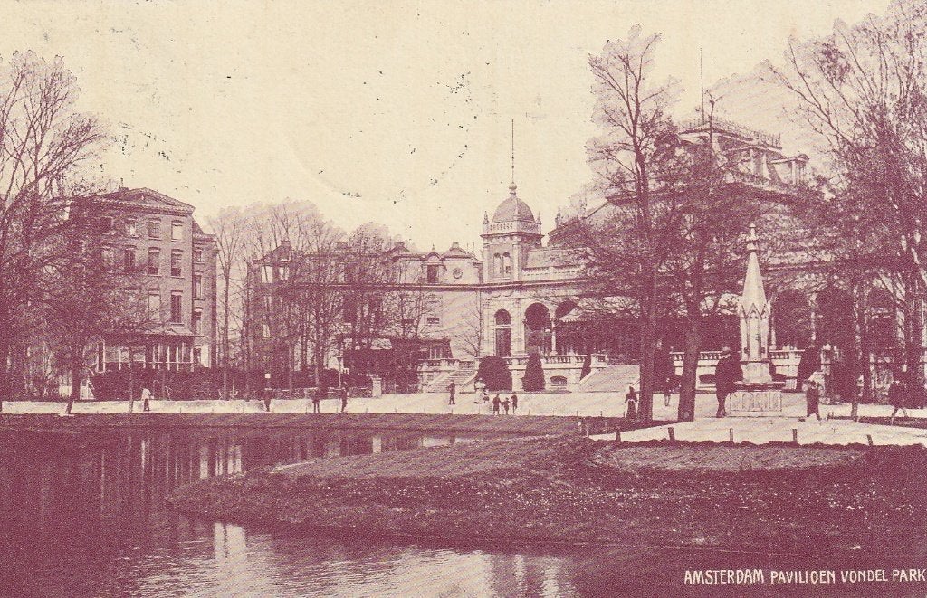 Amsterdam Paviljoen vondelpark 1908., Verzamelen, Ophalen of Verzenden, Voor 1920, Gelopen, Noord-Holland