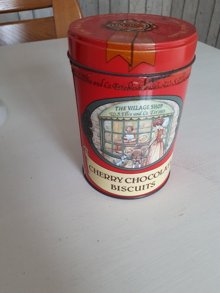 cherry chocolate biscuits blikje, Ophalen of Verzenden, Gebruikt, Overige