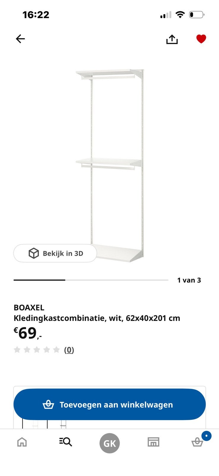 Ikea Boaxel Kledingrek Systeem - 2 Complete Set, Ophalen, Met plank(en), 100 tot 150 cm, 200 cm of meer