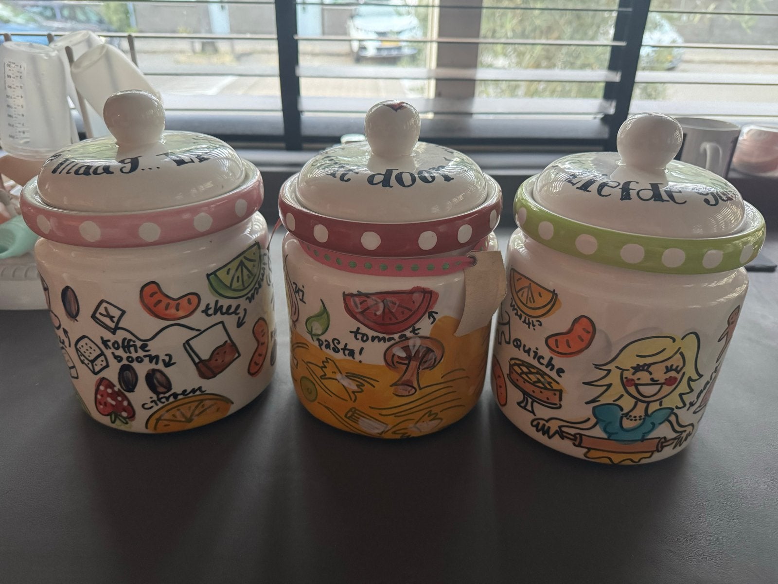 Set van 3 Blond Amsterdam voorraadpotten met deksel, Ophalen, Gebruikt, Voorraadpot, Steen/keramiek