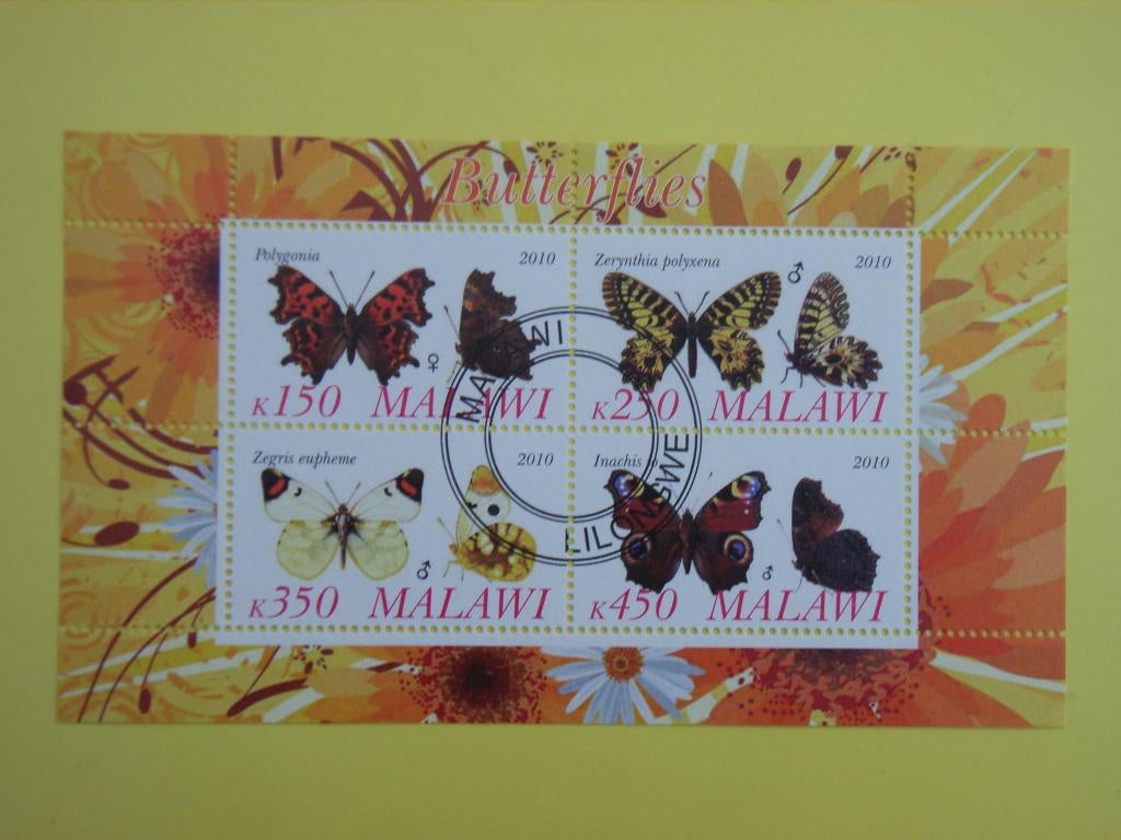 4   Malawi, Vlinders, Ophalen of Verzenden, Gestempeld, Dier of Natuur