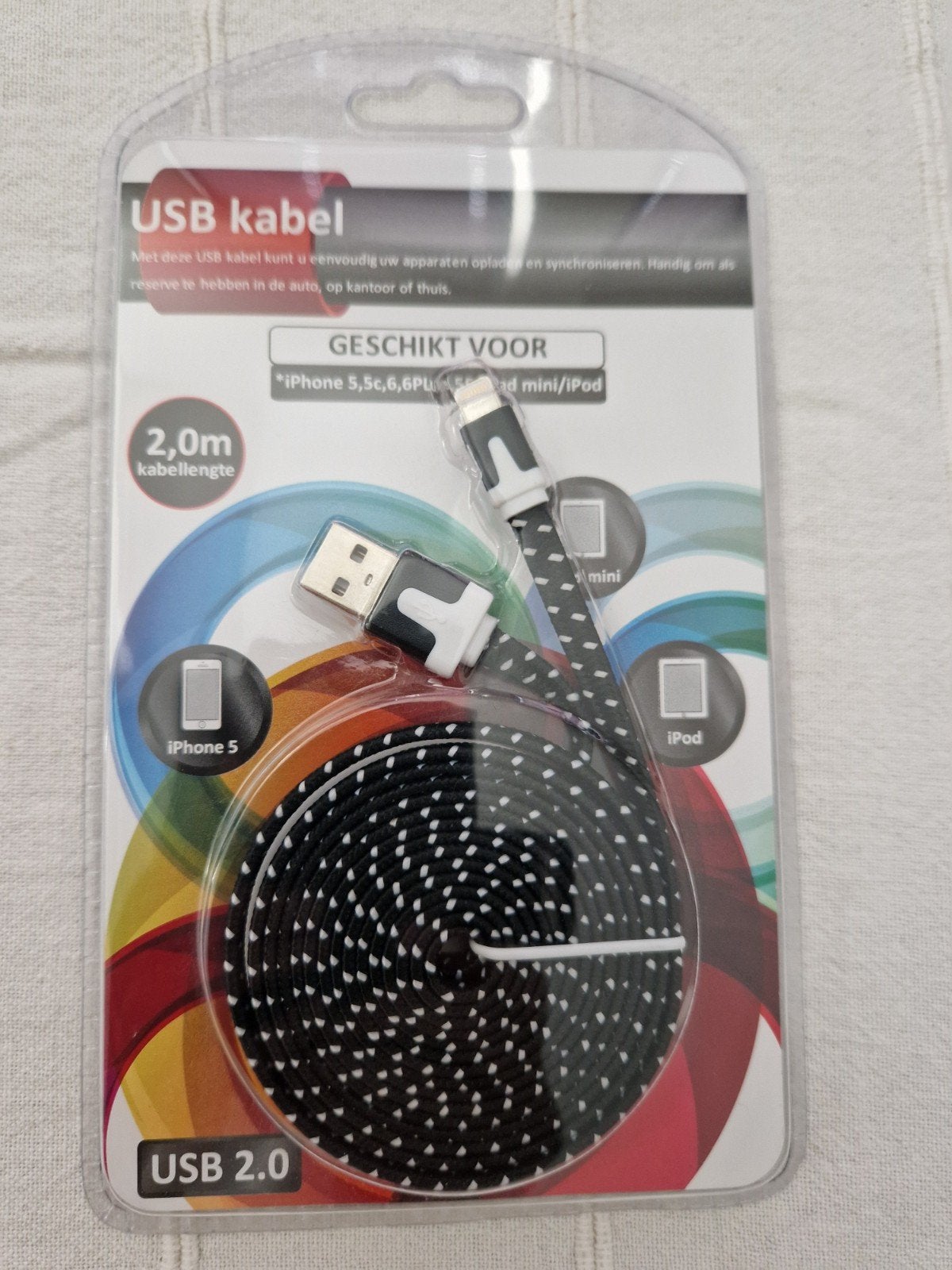 USB A naar Lightning connector kabel (Nieuw), Ophalen of Verzenden, Nieuw