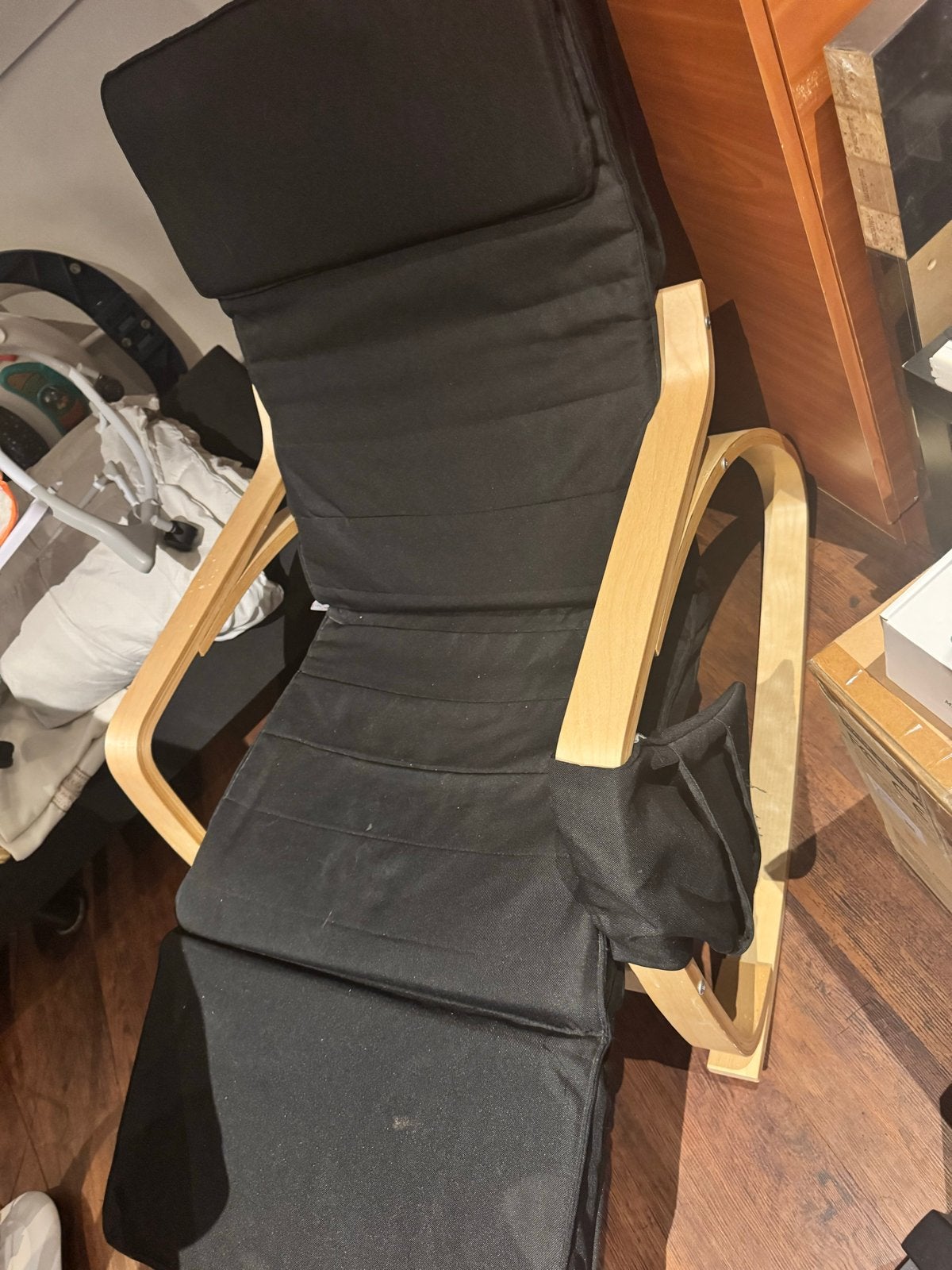 IKEA Schommelstoel met verstelbare beensteun - Zwart, Ophalen, Gebruikt, Zwart, Eén