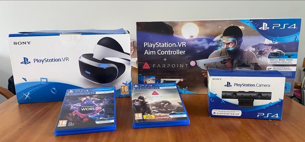 PlayStation VR Set met Aim Controller en Games, Ophalen, Met games, Zo goed als nieuw, Met 1 controller