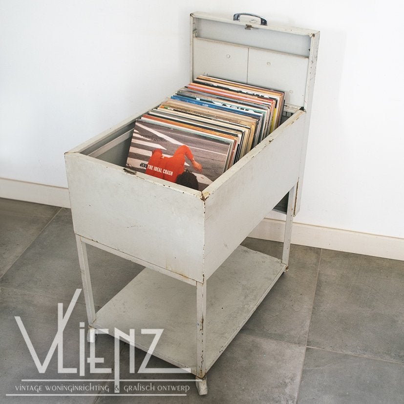 Industriële vintage, metalen dossierkast, archiefkast wielen, Ophalen, Industrieel, retro, Minder dan 50 cm, Gebruikt