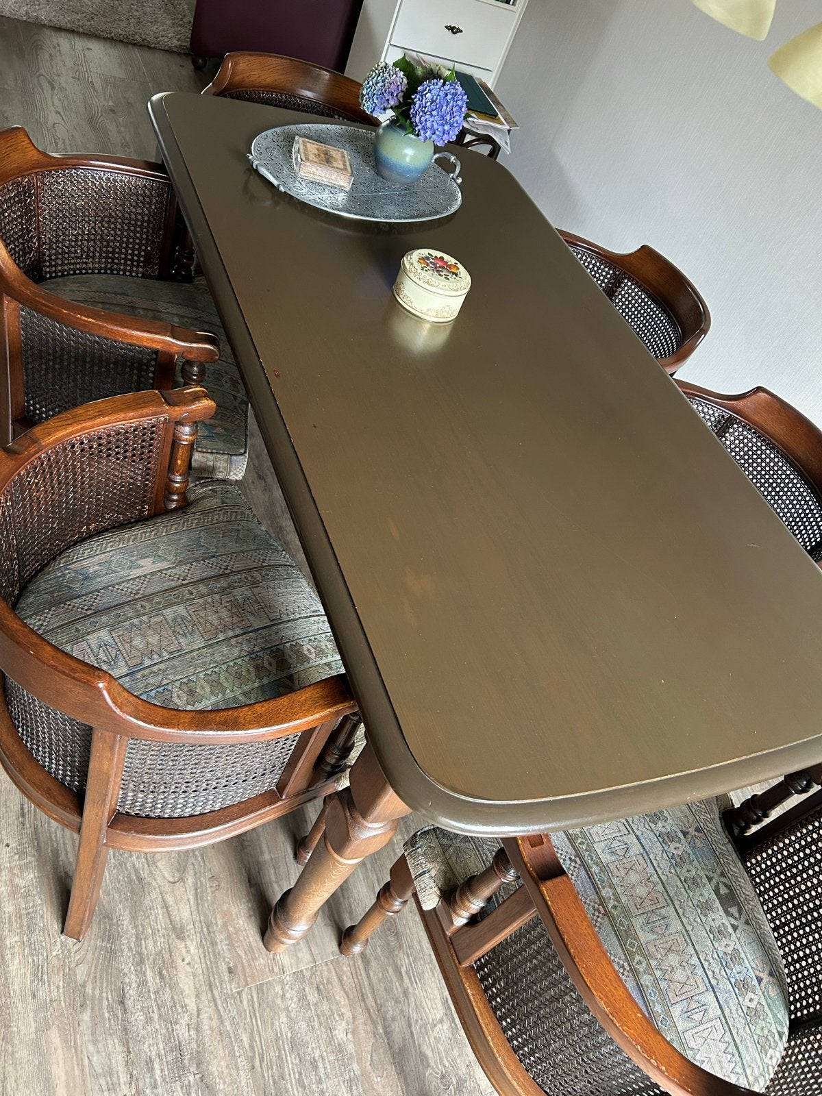 Eettafel met 6 stoelen, Huis en Inrichting, Tafels | Eettafels, Ophalen, Gebruikt, 50 tot 100 cm, Vijf personen of meer