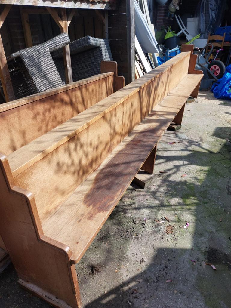 Antieke kerkbanken / kapelbanken – authentiek massief hout, Ophalen, Gebruikt, Hout