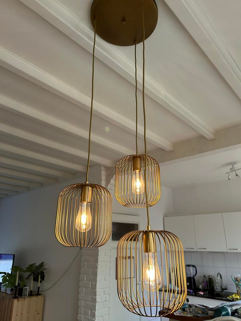 Hanglamp Vic - Gouden draadkooi design, Ophalen, Zo goed als nieuw, Metaal, 75 cm of meer
