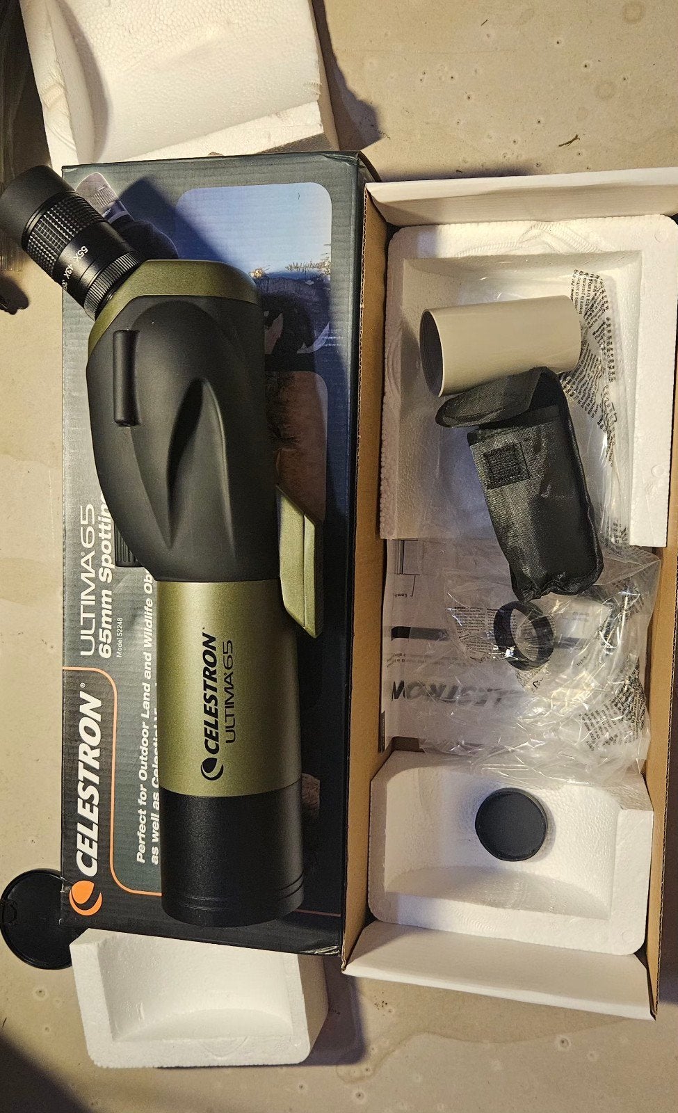 Celestron Ultima 65 Spotting Scope - 18-55x Zoom, Ophalen of Verzenden, Zo goed als nieuw, Minder dan 80 mm, Lenzentelescoop (refractor)