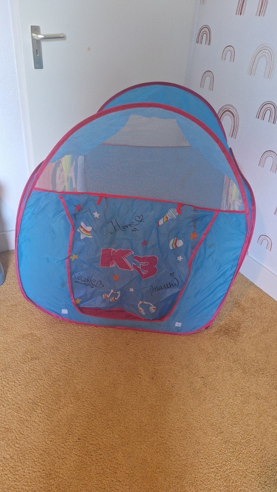 K3 Speeltent - Blauw met handtekeningen, Ophalen, Gebruikt, Kunststof