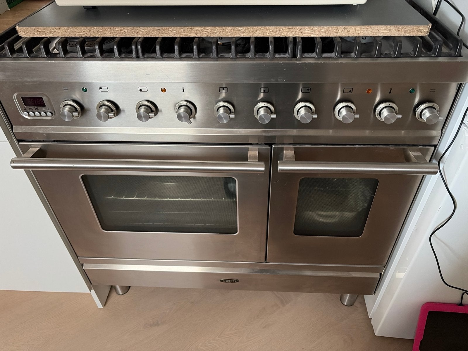 Boretti Fornuis met Dubbele Oven - RVS, Witgoed en Apparatuur, Ovens, Ophalen, Gebruikt, Oven, Vrijstaand