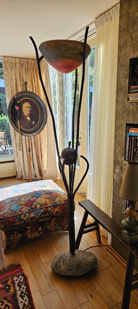 Vloerlamp, Appellamp, Bart van Bekhoven Artistiek, Ophalen, E27 (groot), Zo goed als nieuw, Glas