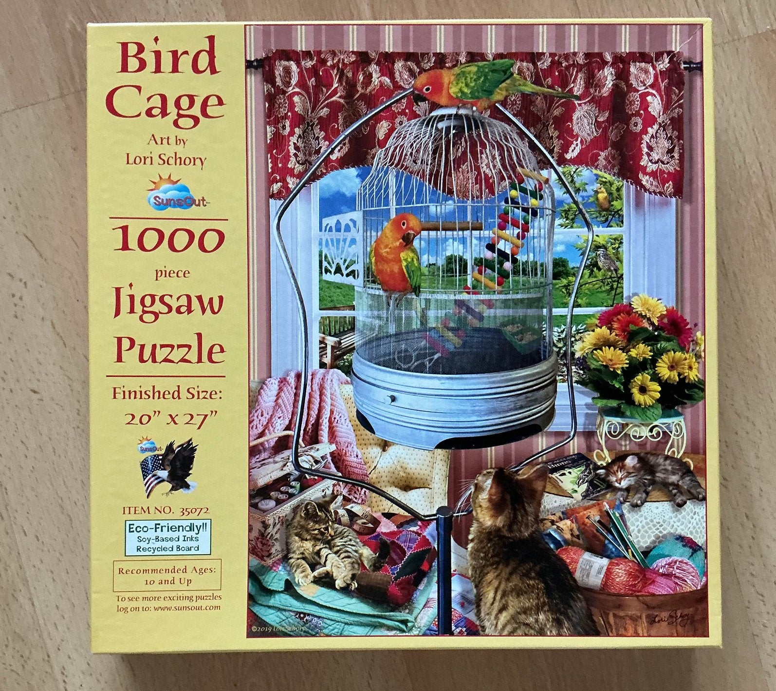 Legpuzzel 'Bird Cage' van Lori Schory - 1000 stukjes, Hobby en Vrije tijd, Ophalen of Verzenden, 500 t/m 1500 stukjes, Zo goed als nieuw